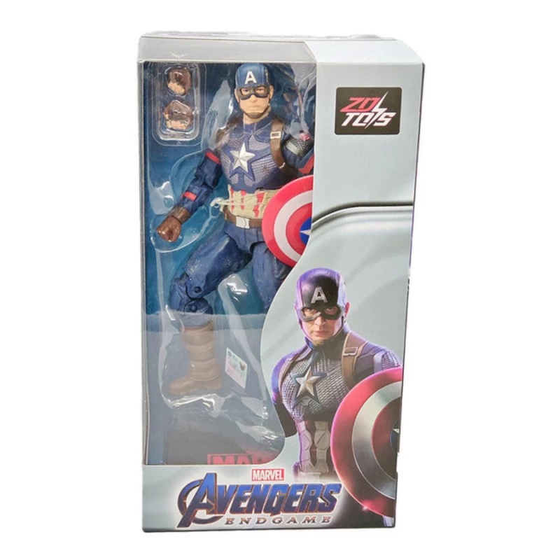 ZD Toys Marvel Avengers Captain America Action Figure with Plastic Stand