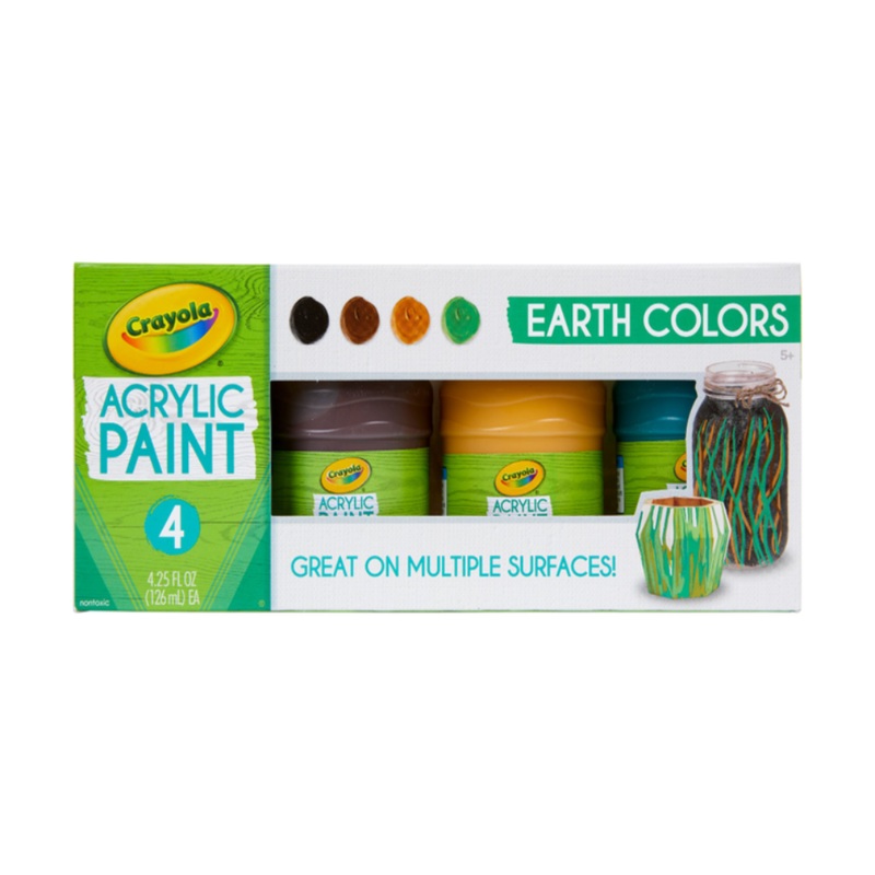 Crayola Multi-Surface Acrylic Paint, Earth Colors, 4 Count