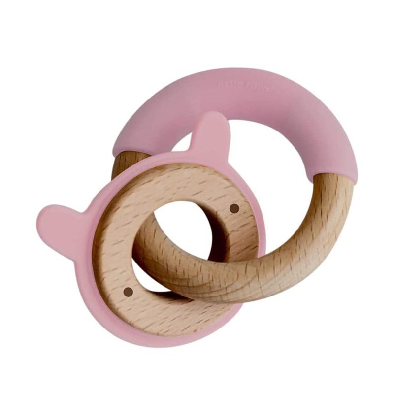 Little Rawr Wood + Silicone Disc & Ring Teether