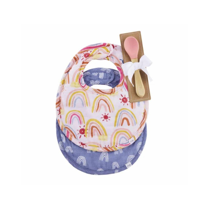 Rainbow Muslin Bib & Spoon Set