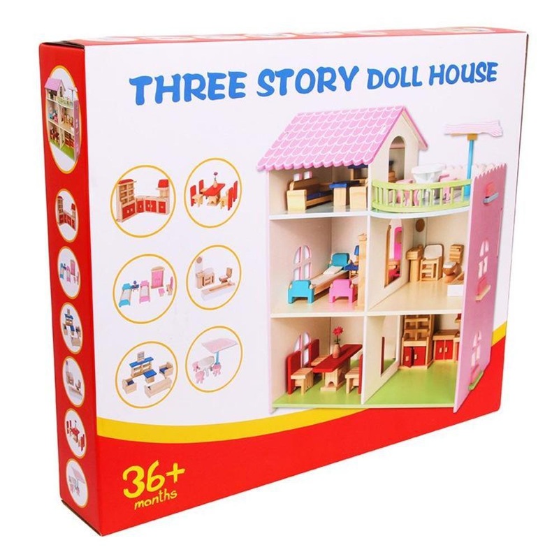 Three Story Wooden Dollhouse