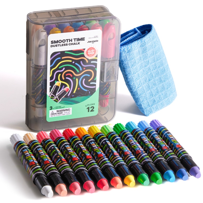 Jarmelo Smooth Time Dustless Chalk – 12 Colors
