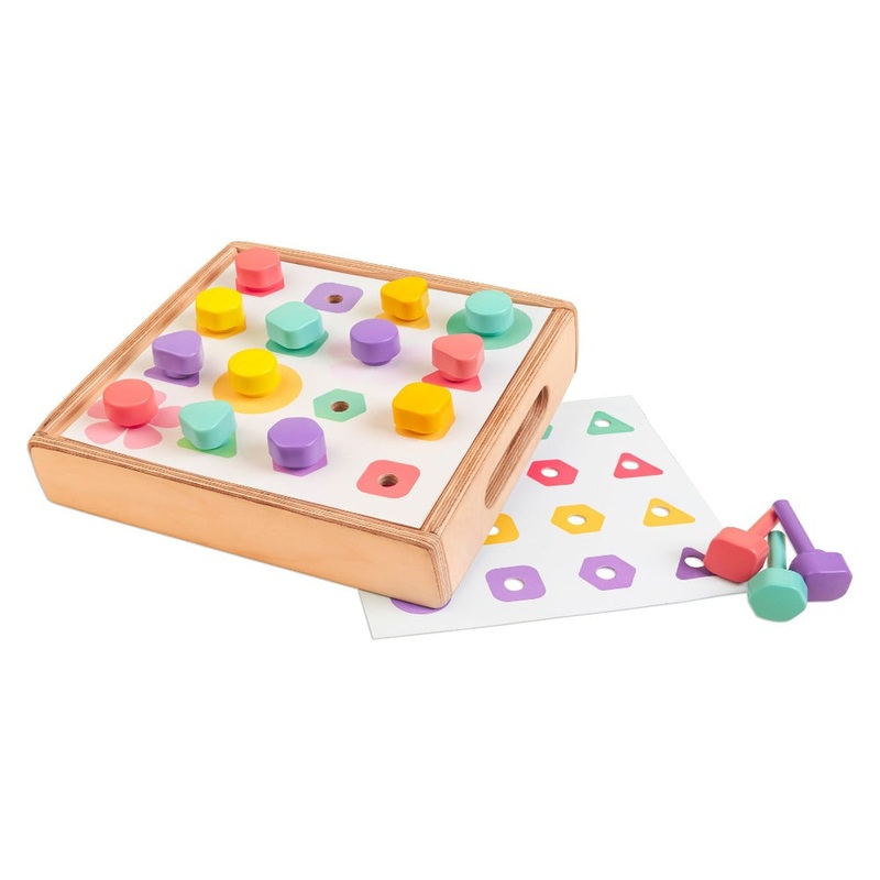 Curious Cub Shape and Colour Matching Peg Board – Multi Colour