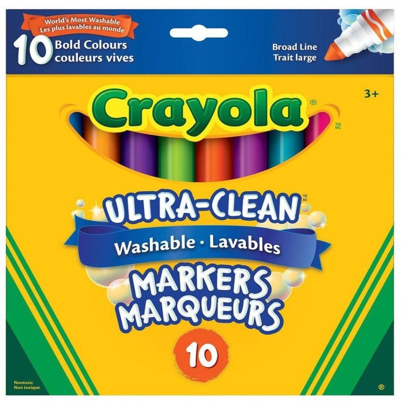 Crayola Ultra-Clean Markers, Broad Line, Bold, 10 ct.