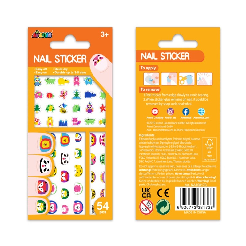 Avenir Small Nail Stickers|Wild Animals|Under the sea|Fruits|Unicorns Glitter|Flower Glitter|Wild Animals Glitter|Space Glow in dark|Fluorescent Cookie|Fluorescent Ocean
