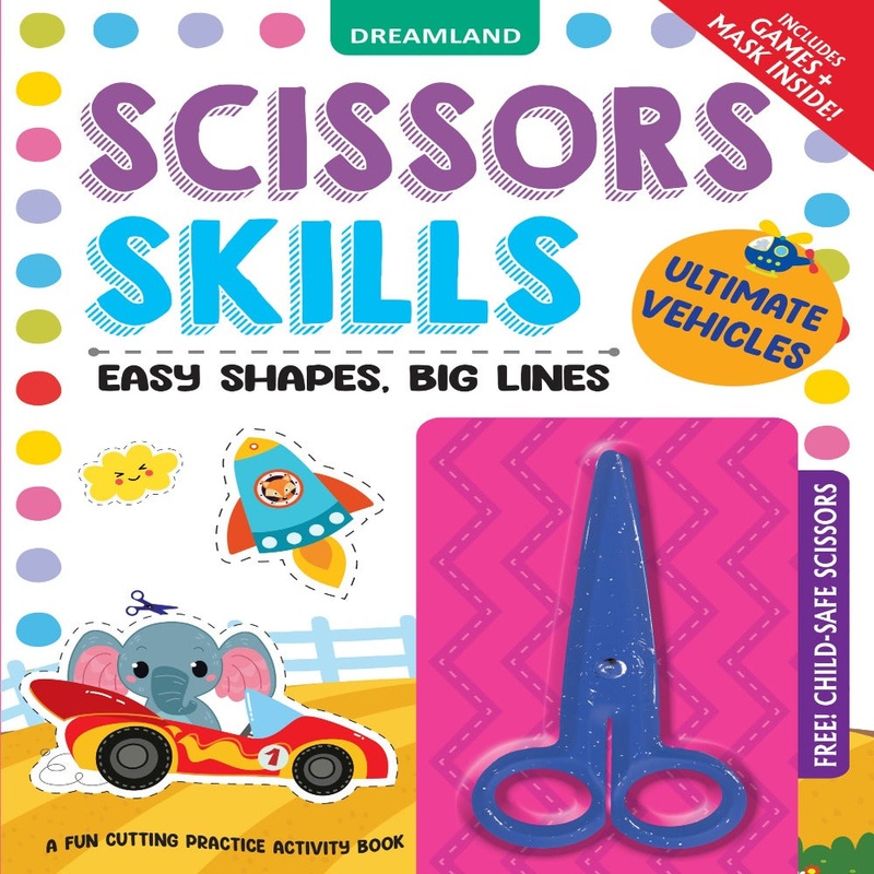 Scissors Skills Activity Book|Ultimate Vehicles|Daring Dino|Animal Friends|Tasty Foods