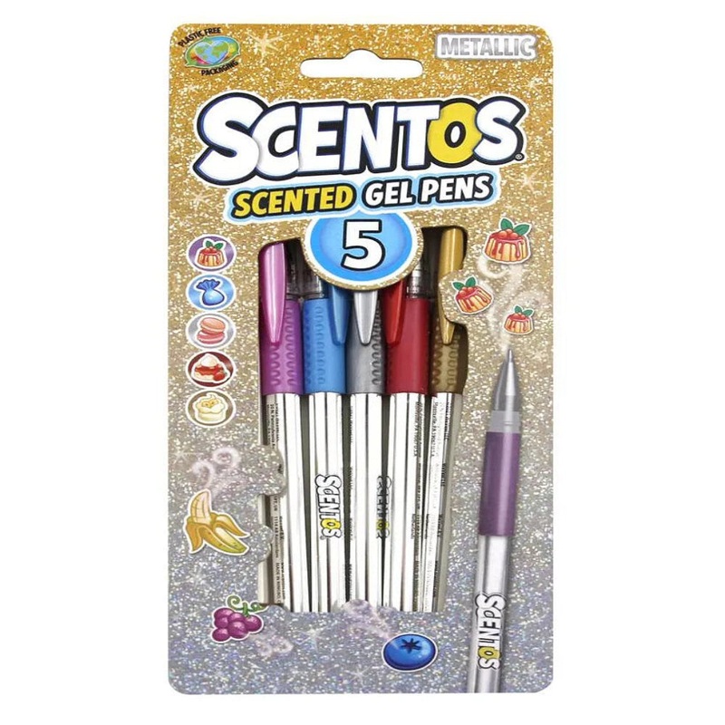 Scentos Scented Metallic Gel Pens – Pack of 5