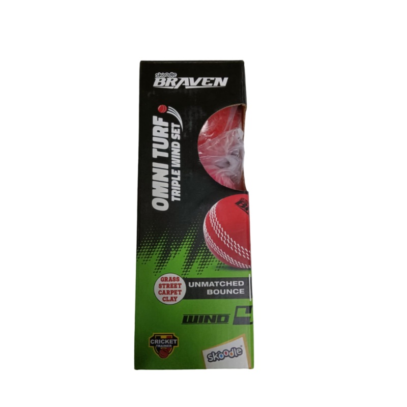 Skoodle Braven Cricket Omni Turf & Triple Wind Ball – Pack of 3