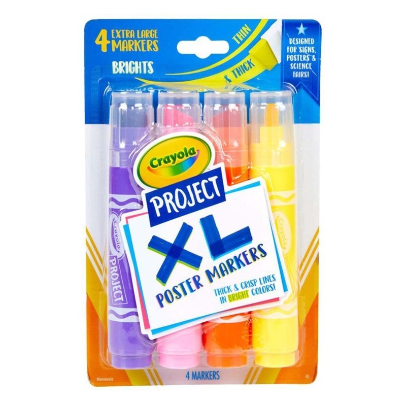 Crayola XL Poster Markers, Bright Colors, 4 Count
