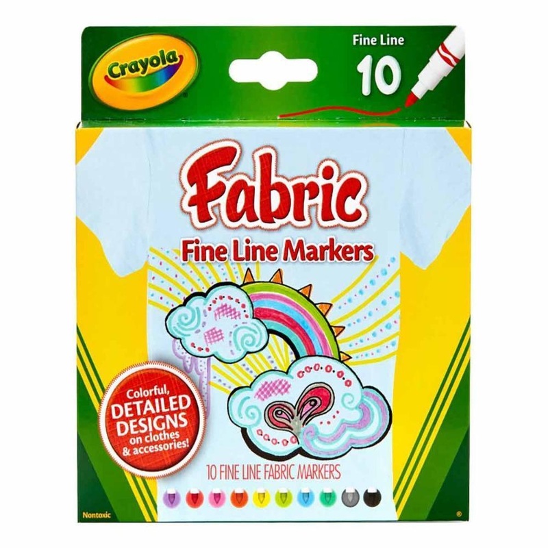 Crayola Fabric Markers, Fine Line, 10 Count