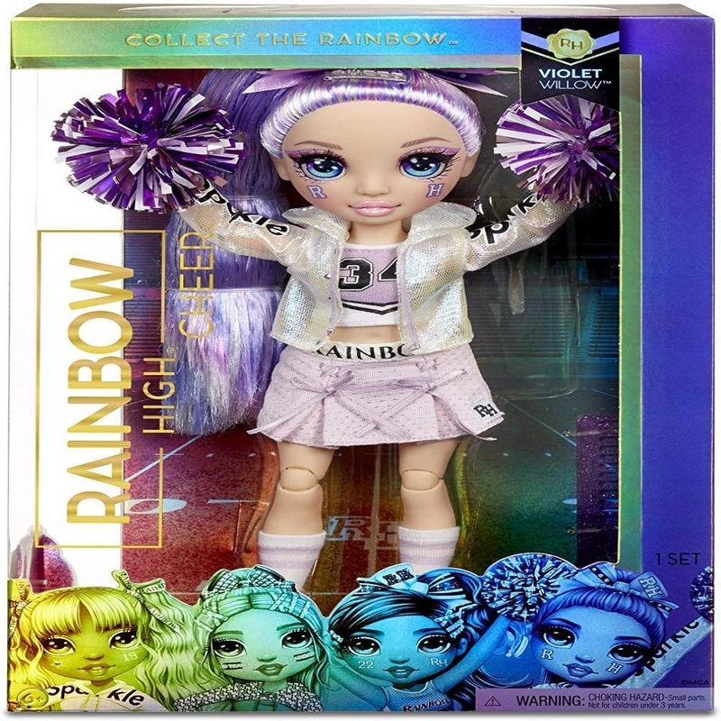 Rainbow High Cheer Violet Willow  Purple Cheerleader Fashion Doll with Pom Poms and Doll Accessories