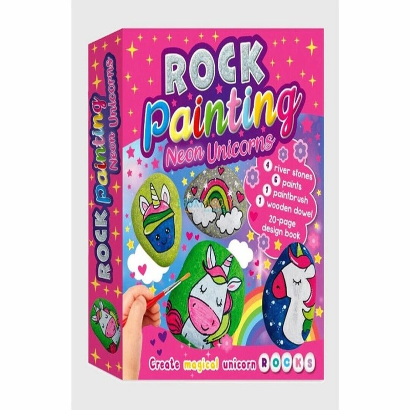 Rock Painting Neon Unicorns