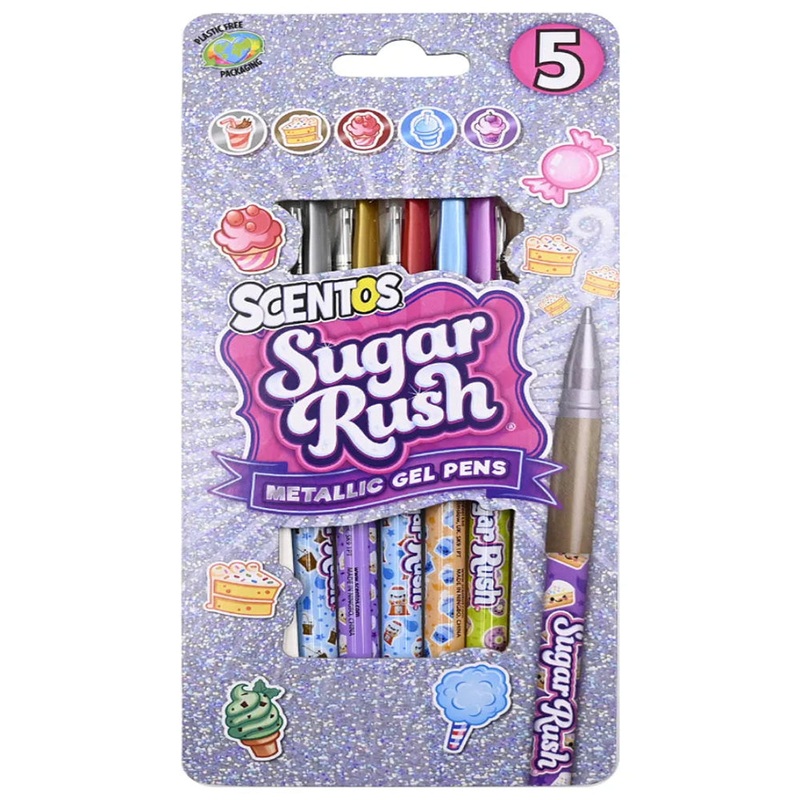 Scentos Sugar Rush Scented Metallic Gel Pens – Pack of 5
