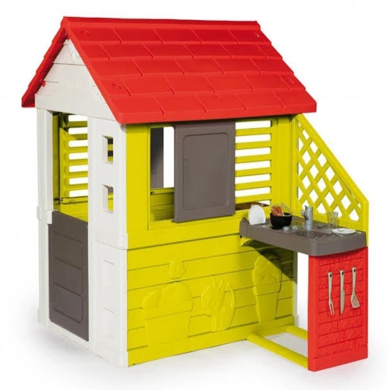 Smoby Playhouse + Kitchen|Nature-Green/Red|Pretty – Green/Blue