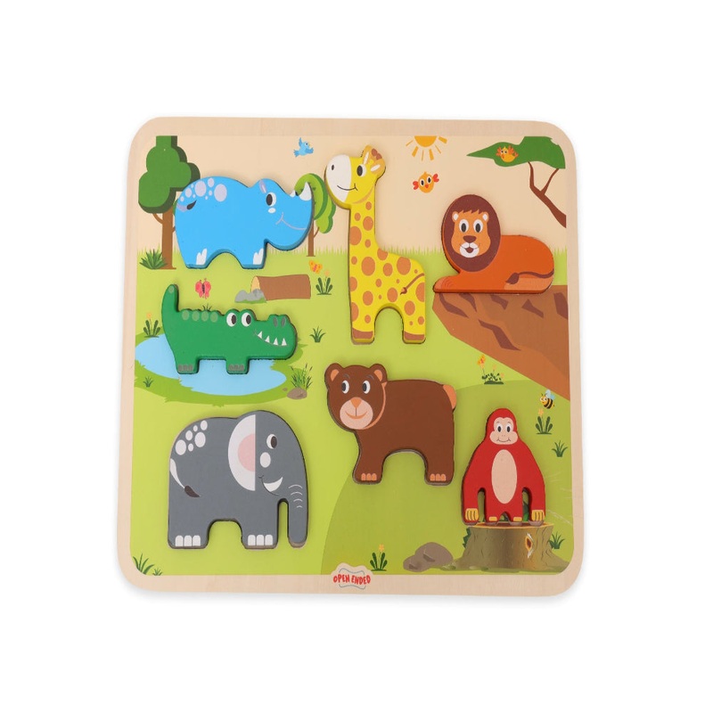 Open Ended Chunky Puzzle New Design- Animals (Includes – 7 Chunky self standing Animals)