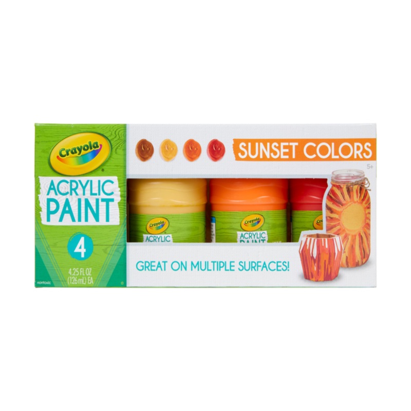 Crayola Multi-Surface Acrylic Paint, Sunset Colors, 4 Count