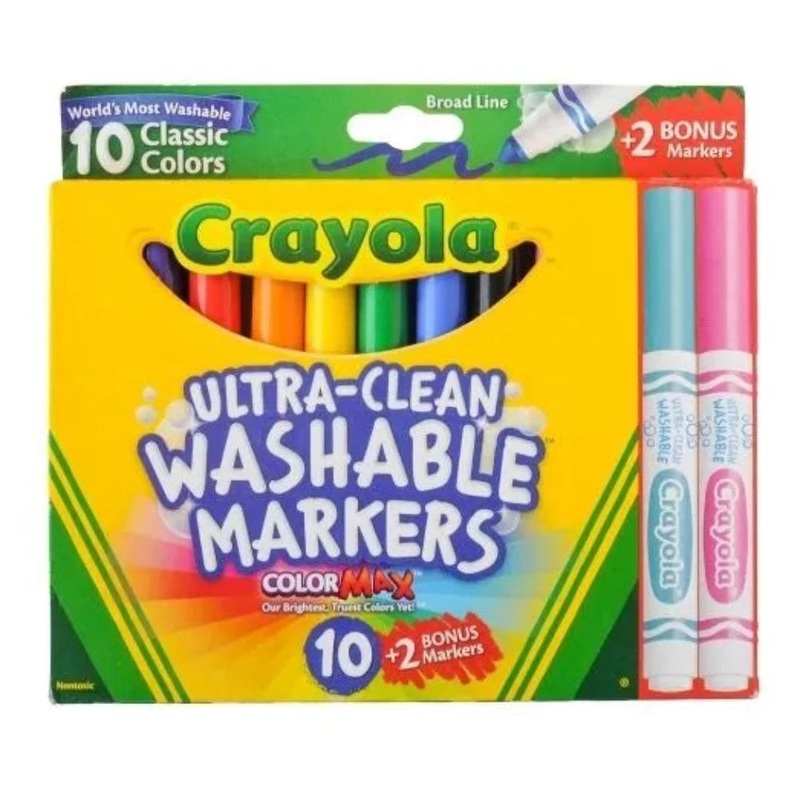 Crayola Ultra Clean Washable Markers 10 Classic Colors + 2 Bonus Markers