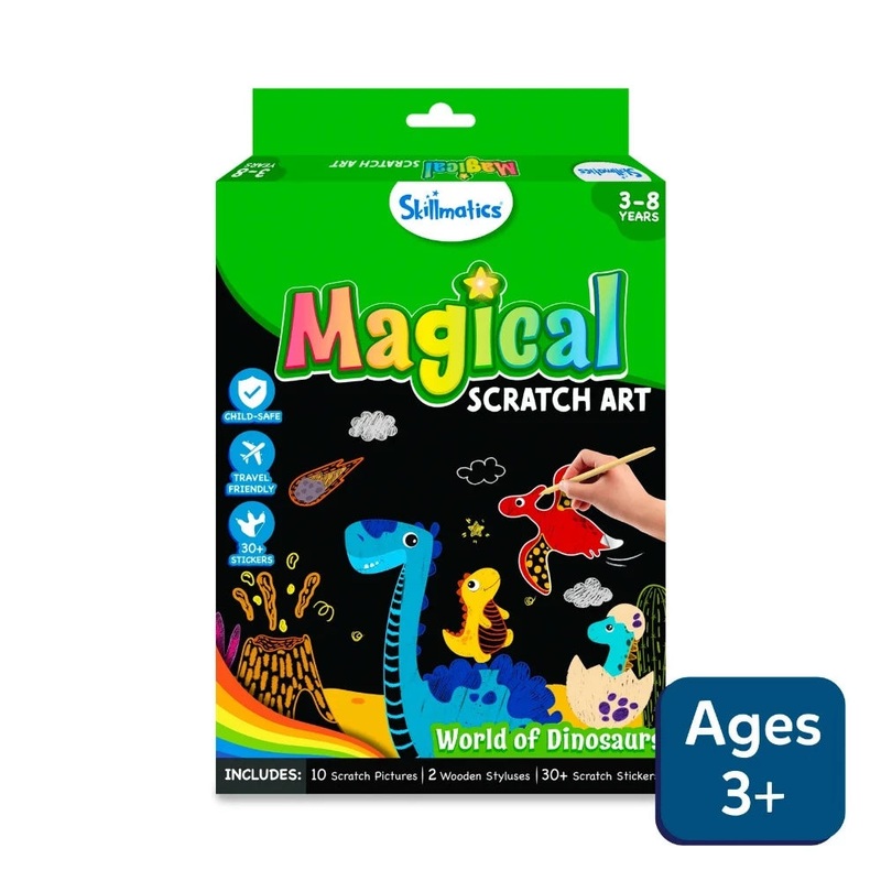 Skillmatics Magical Scratch Art Book: World of Dinosaurs