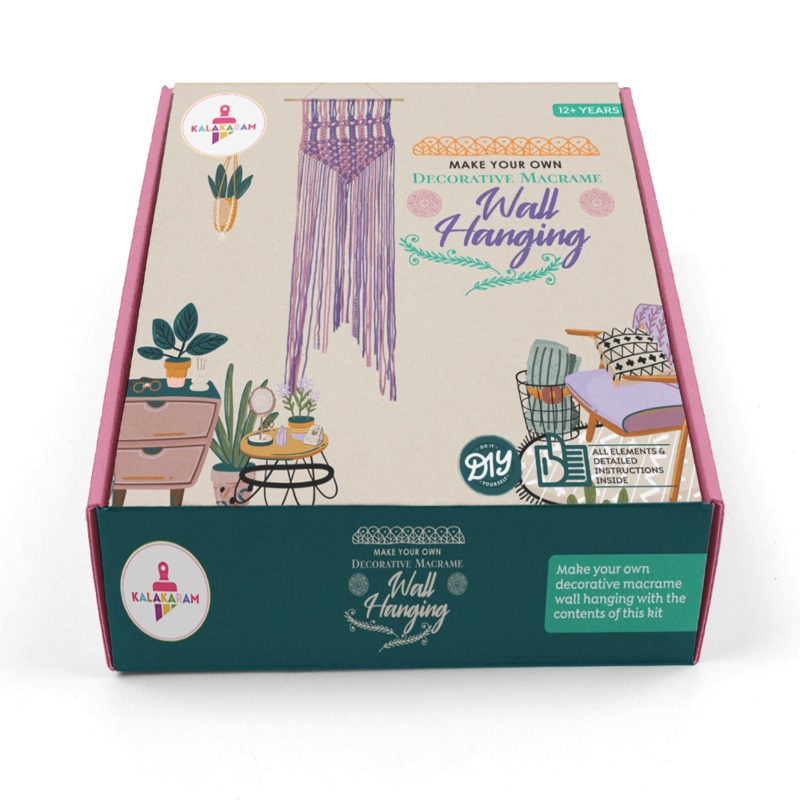 Kalakaram DIY Pink Purple Macrame Wall Hanging Kit