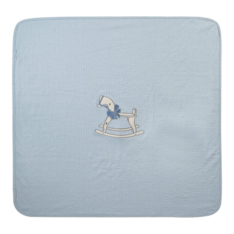 Rocking Horse Embroidered Blanket – Blue