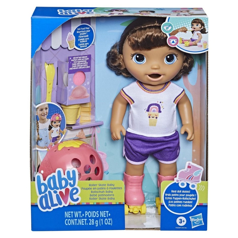 Baby Alive Roller Skate Baby Doll Brown Hair