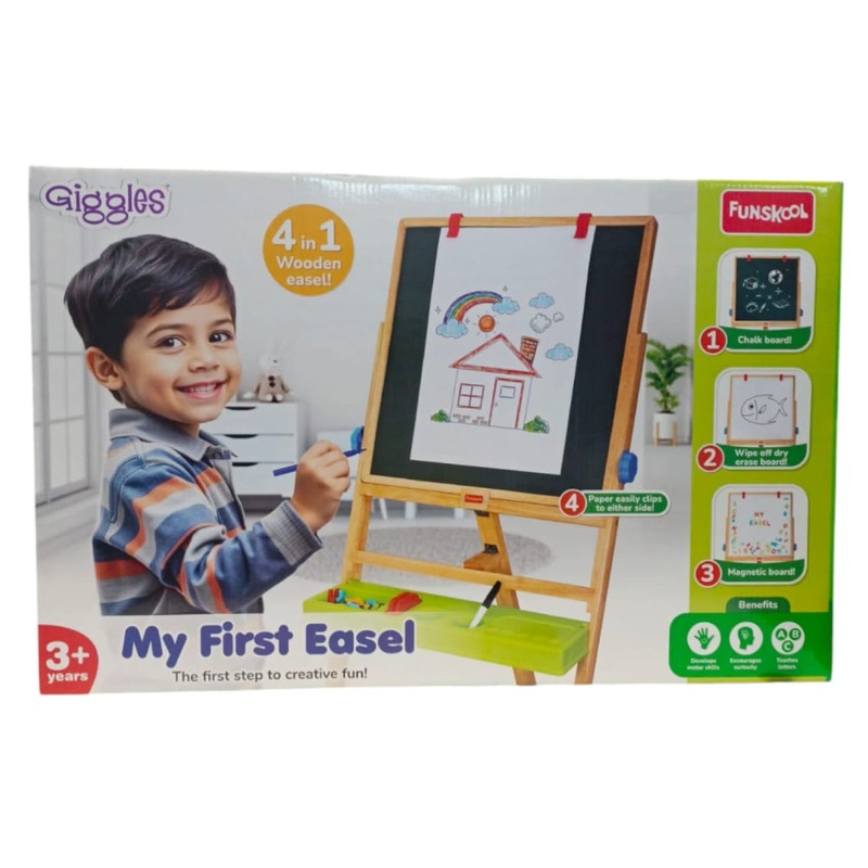 Funskool Giggles My First Easel 4 in 1 Double Sided Wooden Easel Board