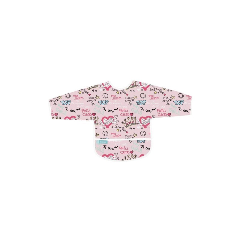 Kushies Clean Bib with Sleeves Pink Love