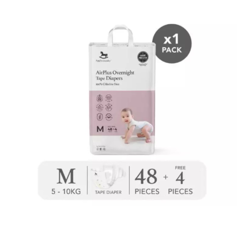 Applecrumby Airplus Overnight Tape Night Diapers (Mega)