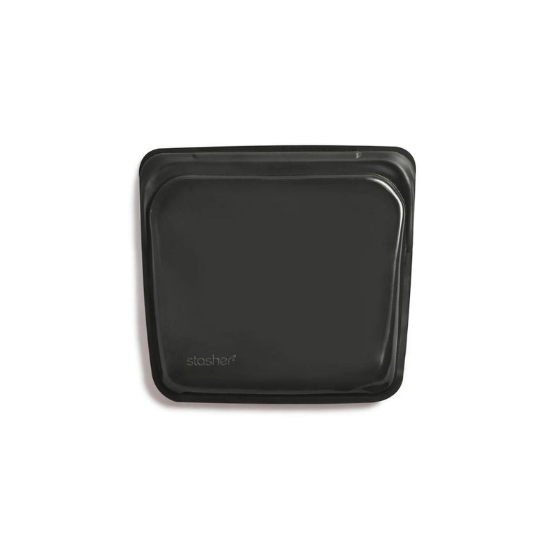 Stasher Reusable Silicone Bag, Obsidian, Sandwich Bag Size Medium (450 ml)