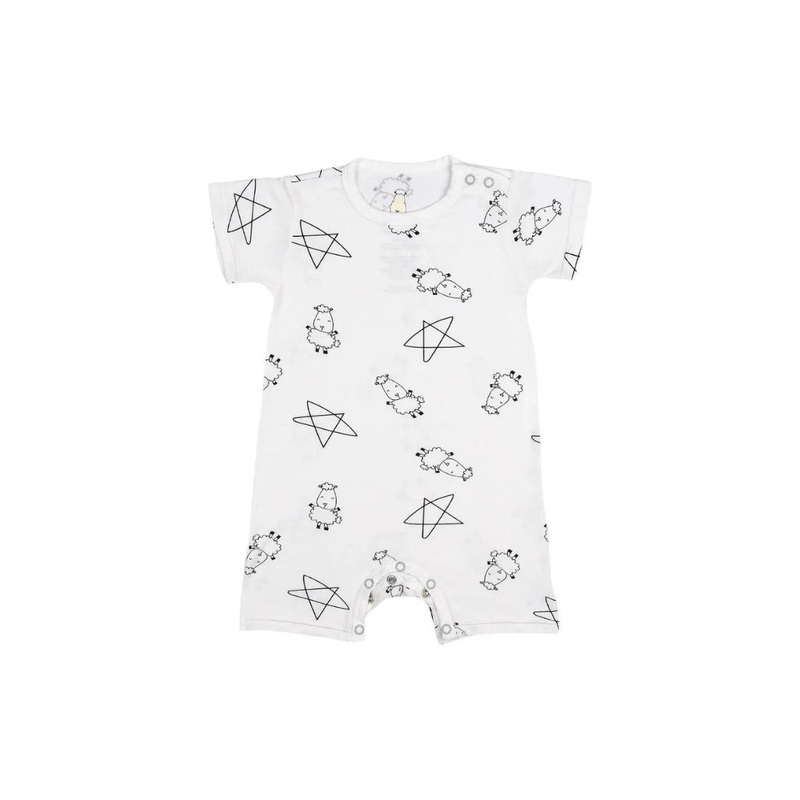 Baa Baa Sheepz Romper Short Sleeve Cute Big Star & Sheepz – White