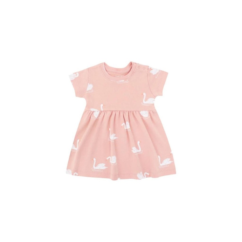 Motherswork x Le Petit Society Baby Girl Organic Dress in Swan Print