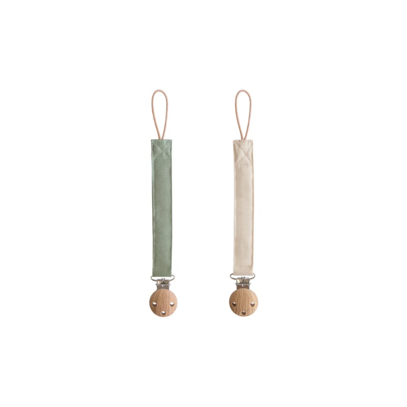 Mushie Linen Pacifier Clip 2-Pack