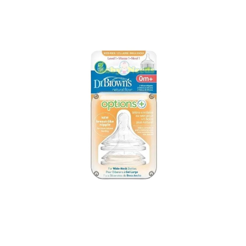 Dr Brown’s Wide Neck Silicone Options+ Nipple 2 pack