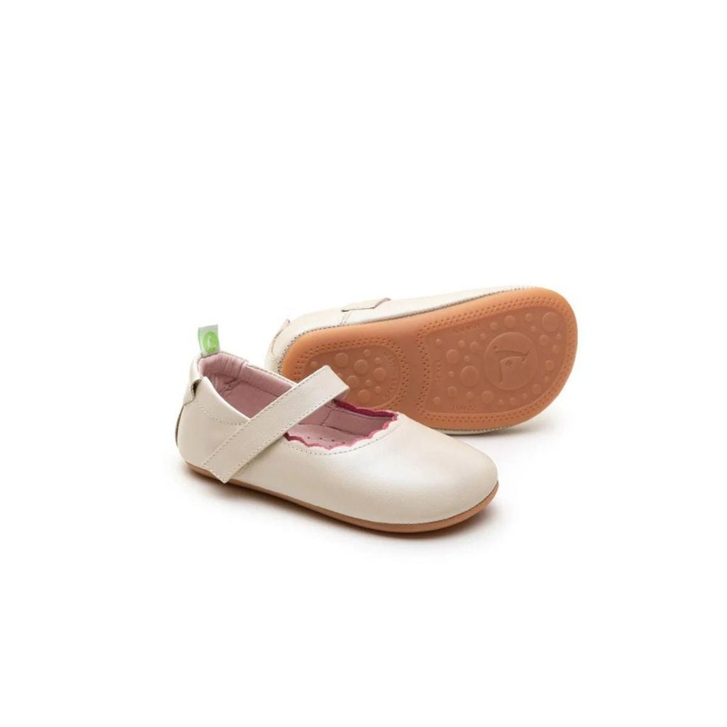 Tip Toey Joey Toddler Mary Jane Roundy – Antique White/Fuchsia Shine