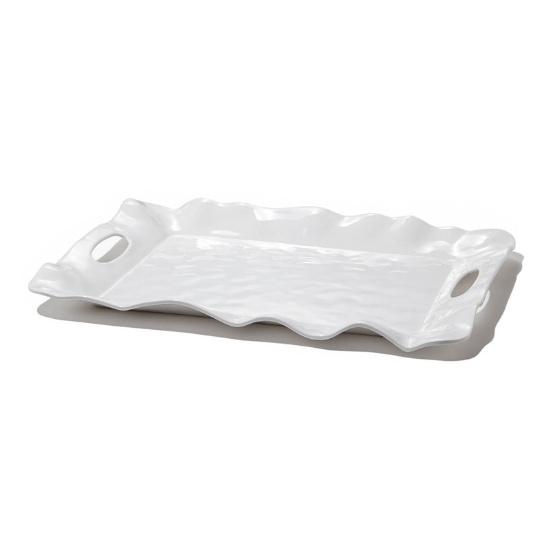 Vida Havana Rectangle Tray with Handles White Melamine