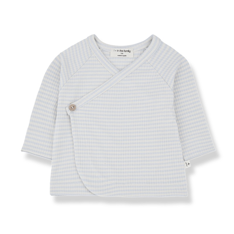 1+ in the family idara baby kimono shirt misty blue stripes