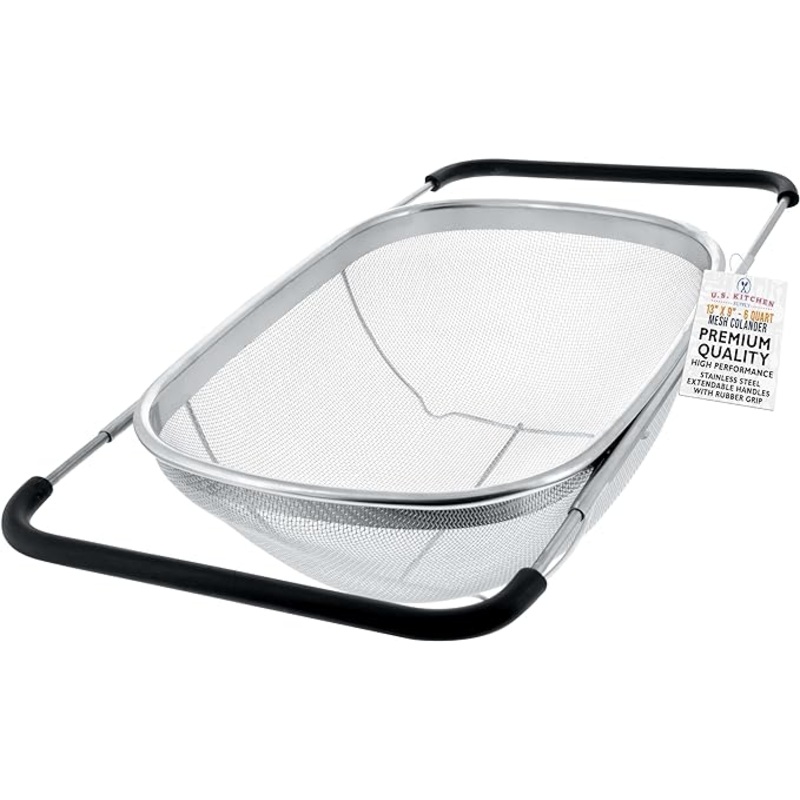 U.S. Kitchen Supply – Over The Sink Stainless Steel Oval Colander