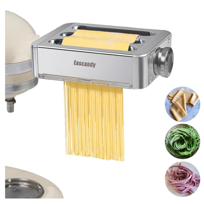 All Metal Pasta Maker Attachment for KitchenAid, 3 In 1 Pasta Attachment for Kitchen Aid Stand Mixer, 8 Gears Adjustable Pasta Roller Attachment for Fettuccine Linguine Pasta Sheets. S97471865