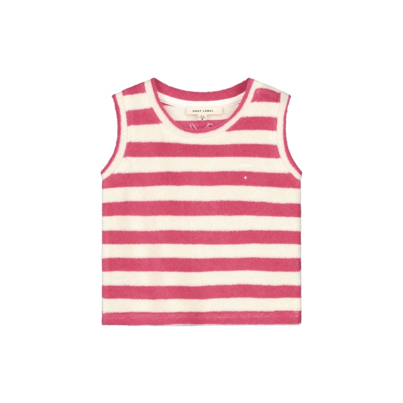 gray label baby terry baby tank top cherry/cream
