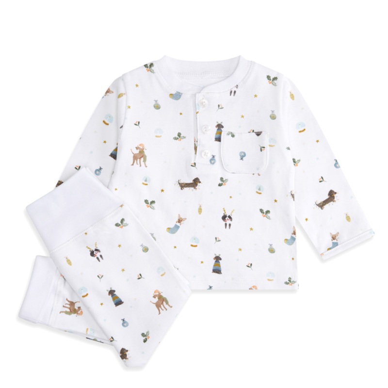 Marie-Chantal Baby Pyjama’s With Christmas Dogs In Organic Cotton