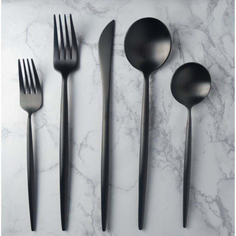 4 Sets – Harper Flatware – Brushed Black – 5PC