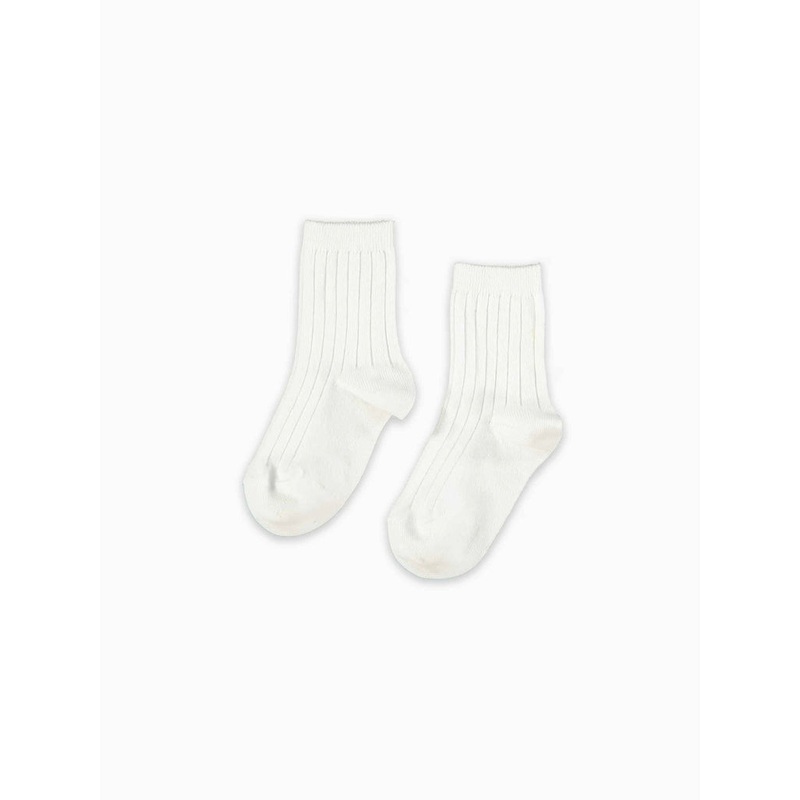 baby white ribbed short socks