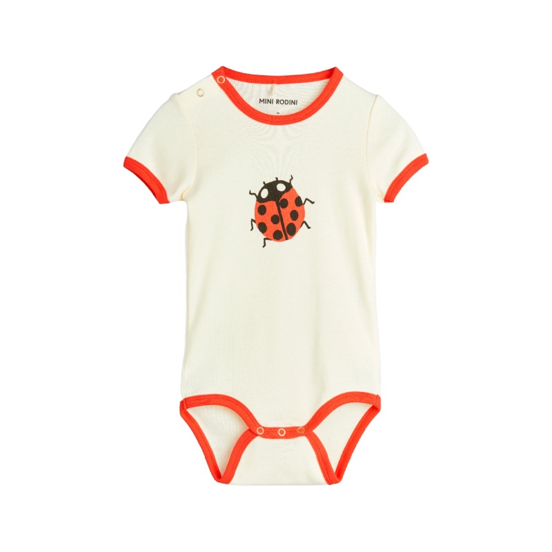 mini rodini ladybugs baby bodysuit offwhite