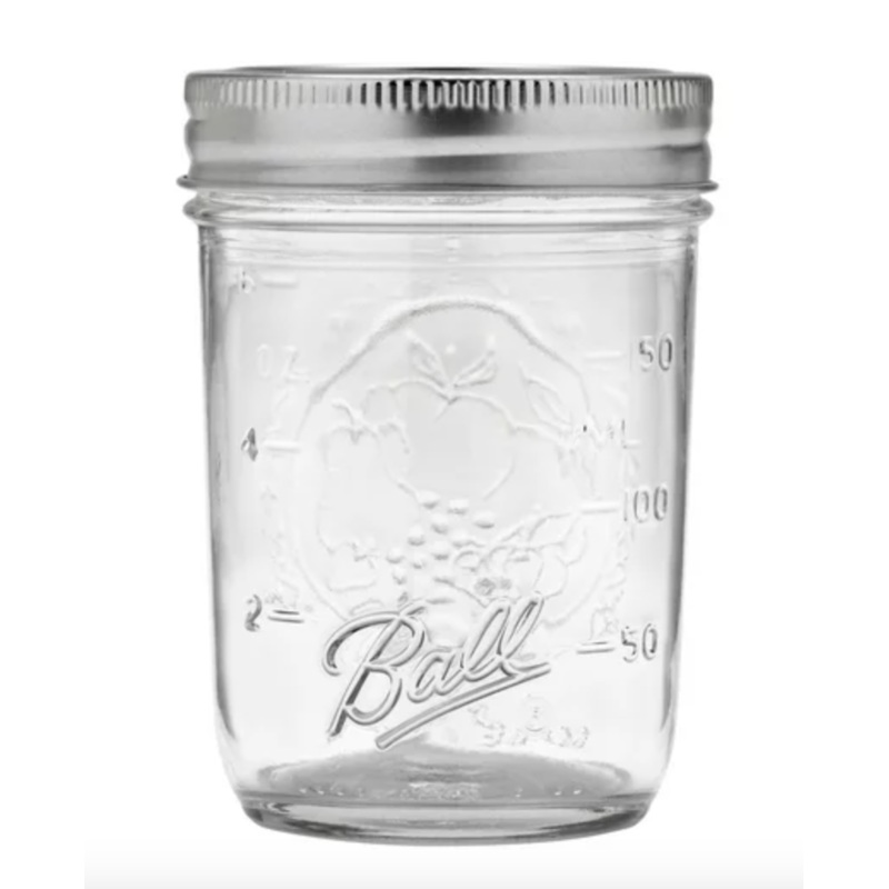 Ball Half Pint (8 oz.) Regular Mouth Glass Mason Jars w/ Cap – Set of 12 AEP