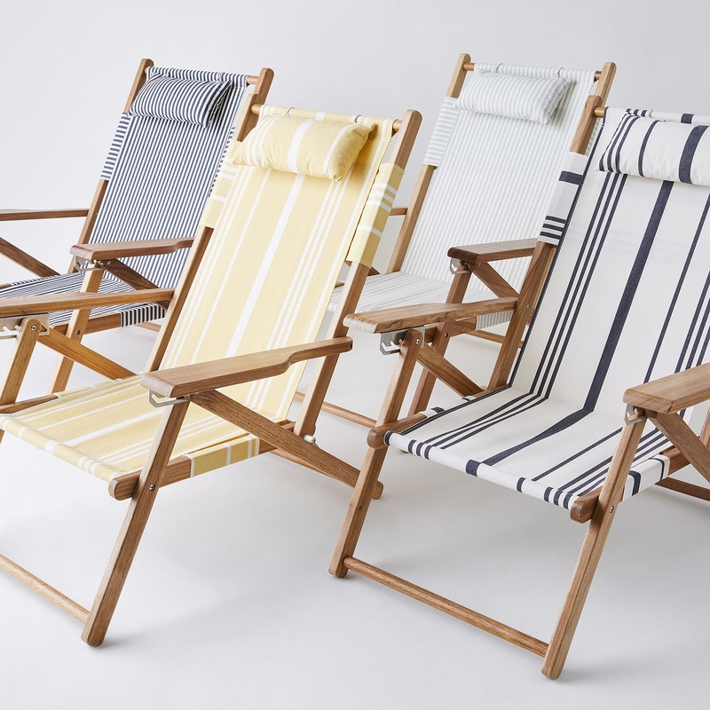 Vintage-Inspired Striped Beach Chairs- Navy Strip