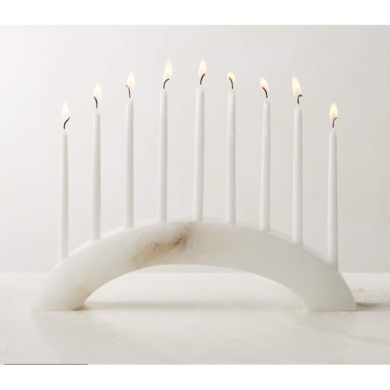 White Alabaster Hanukkah Menorah