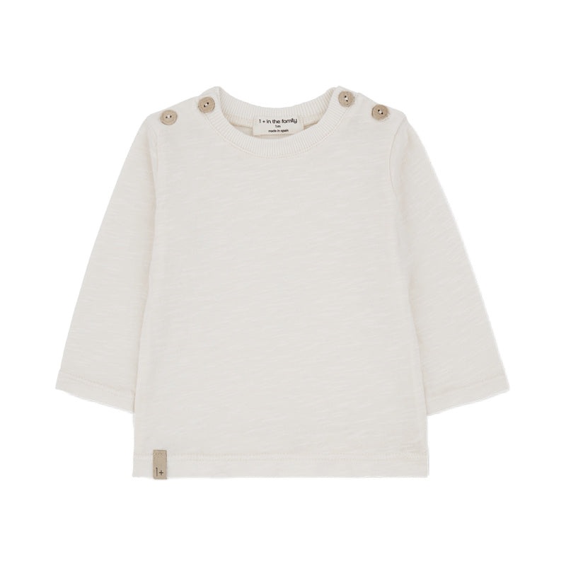 1+ in the family octavio long sleeve baby t-shirt ecru solid