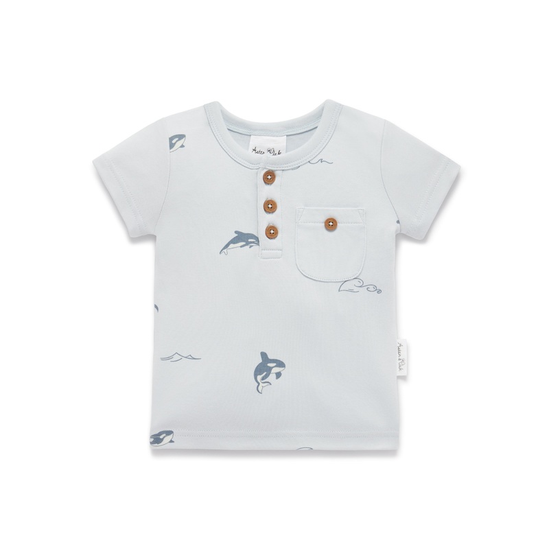 Aster and Oak Short Sleeve Henley T-Shirt – Orca