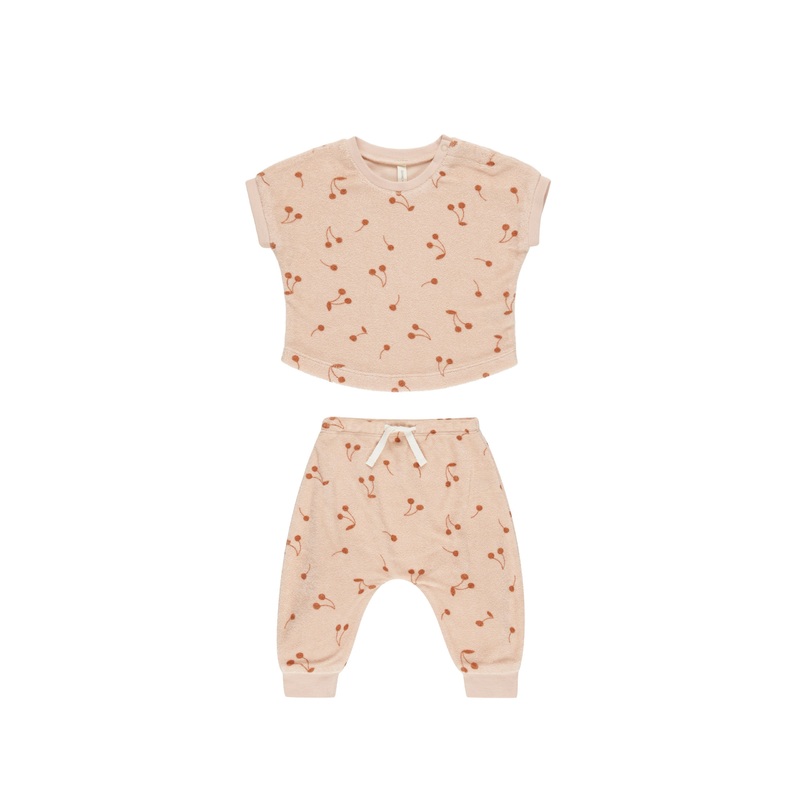 TERRY TEE + PANT SET || CHERRIES
