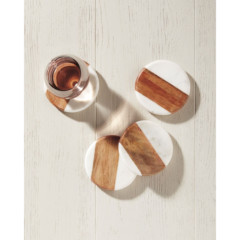 Wood and Marble Coasters (Set of 4) S97466731